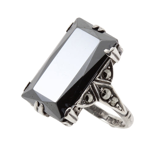 Art Deco Germany Sterling Hematite Ring