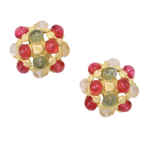 Red, White and Green Griproix Glass Earrings Front