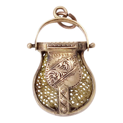 Victorian 12k Gold Hair Purse Pendant Charm/Fob Front