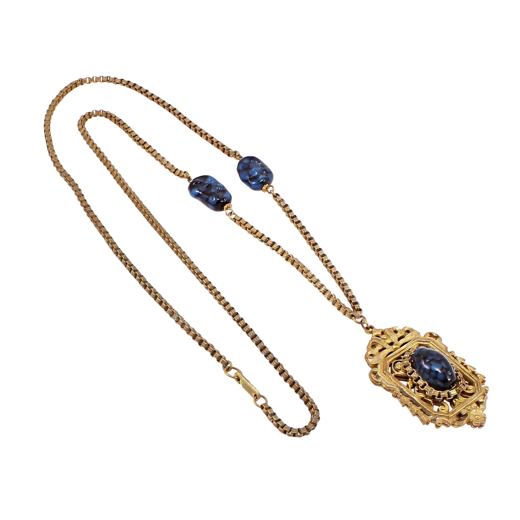 Miram Haskell Filigree Blue Glass Necklace