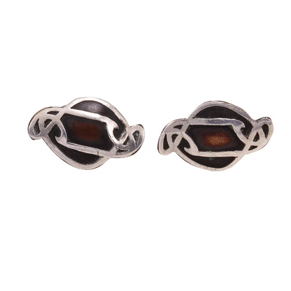 Rare Art & Crafts Heintz Copper and Sterling Cufflinks Front