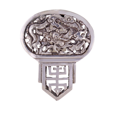 French Indochina Silver Dragon Dress Clip Front