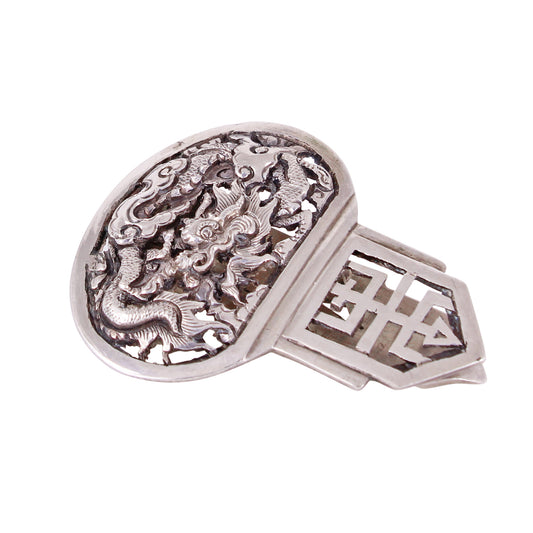 French Indochina Silver Dragon Dress Clip Side
