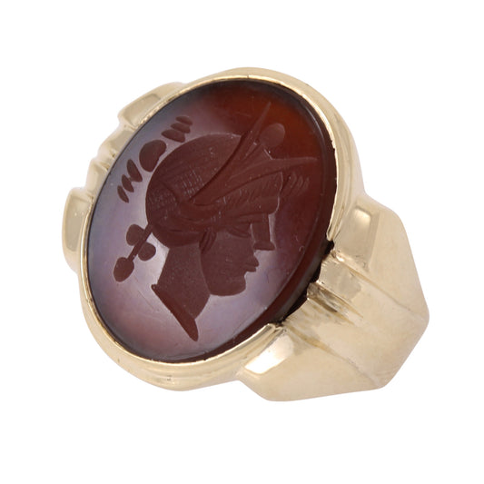 Sard Intaglio 10k Yellow Gold Ring Side