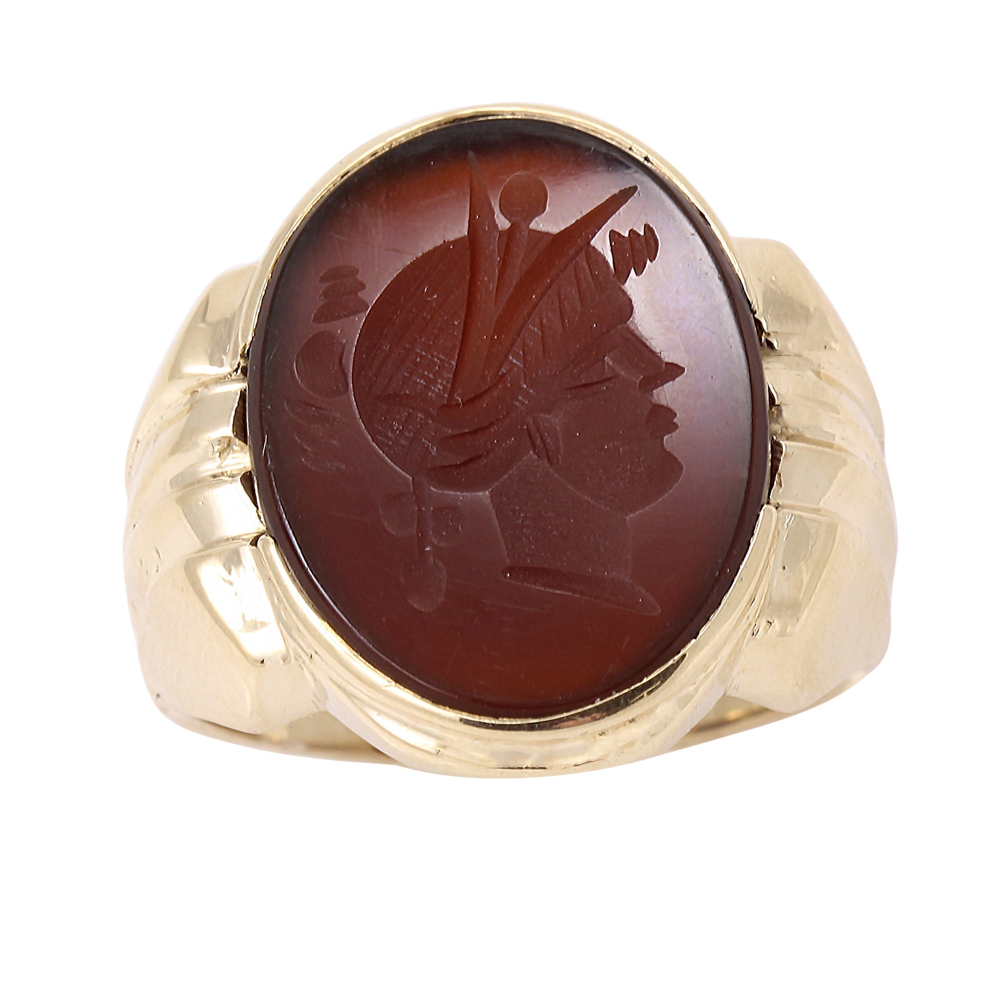 Sard Intaglio 10k Yellow Gold Ring Front
