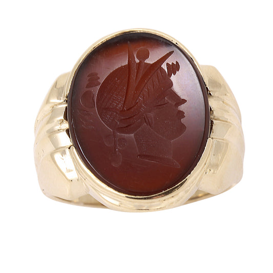 Sard Intaglio 10k Yellow Gold Ring Front