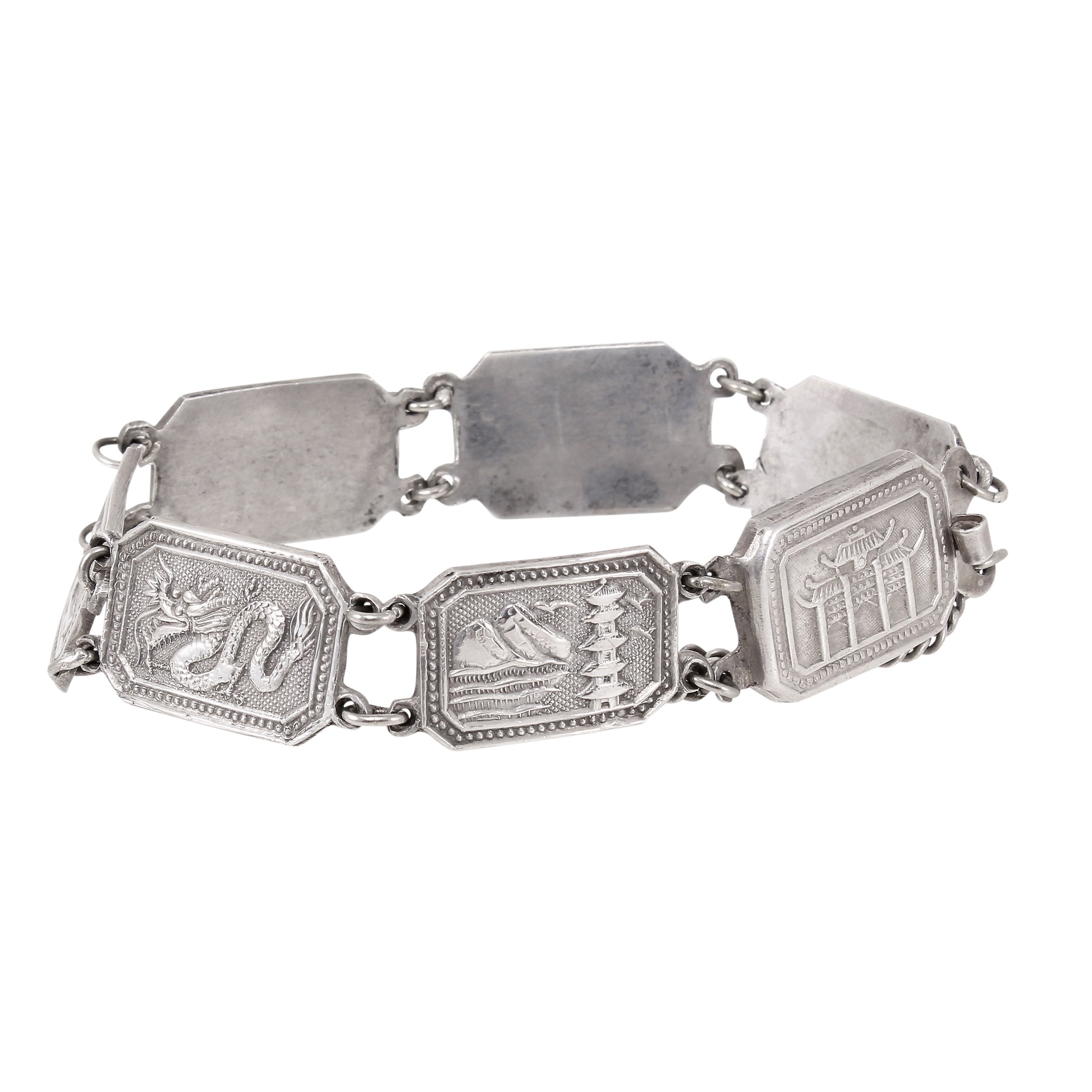 China Jadestore Sterling Panel Bracelet Pagoda