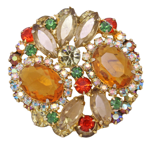 Juliana Citrine Rhinestone Colorful Pin/Brooch Front