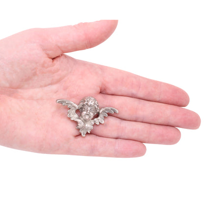 Art Nouveau William Kerr Sterling Winged Cherub Watch Pin/Brooch Held