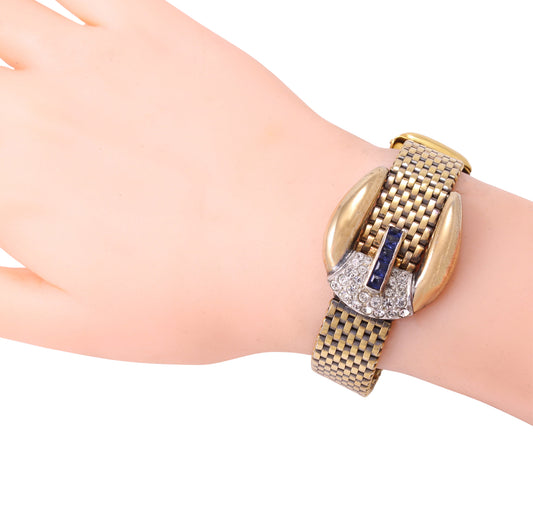 Kreisler Sapphire Rhinestone Buckle Bracelet