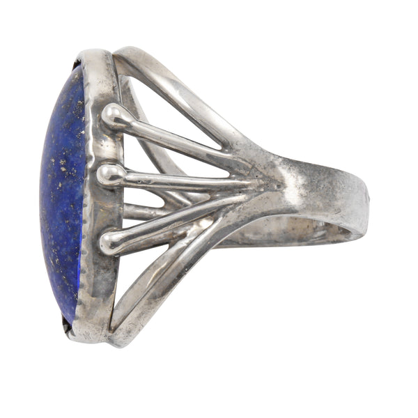 Lapis and Silver Vintage Ring Side