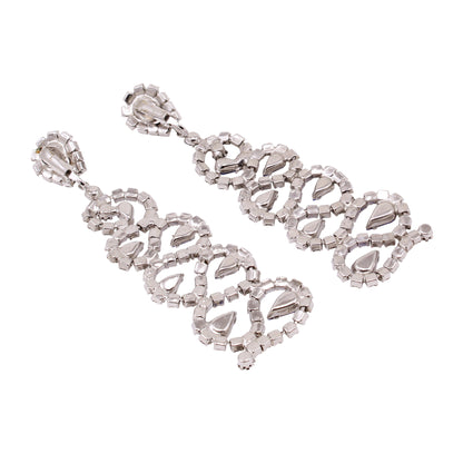 Brilliant Blue and Clear Rhinestone Earrings Back