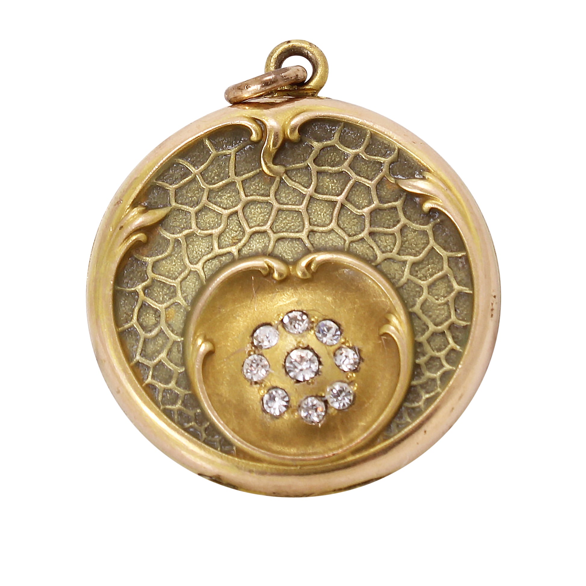 Art Nouveau Lily Pad Locket Pendant Front
