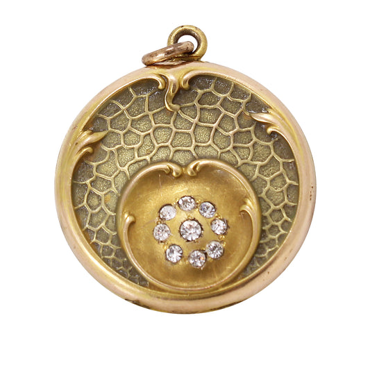 Art Nouveau Lily Pad Locket Pendant Front