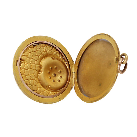 Art Nouveau Lily Pad Locket Pendant Open