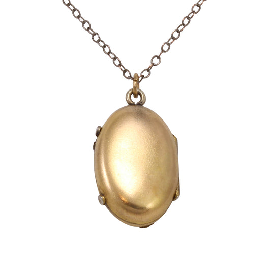 Victorian Garnet Glass Gold Filled Locket Pendant Back