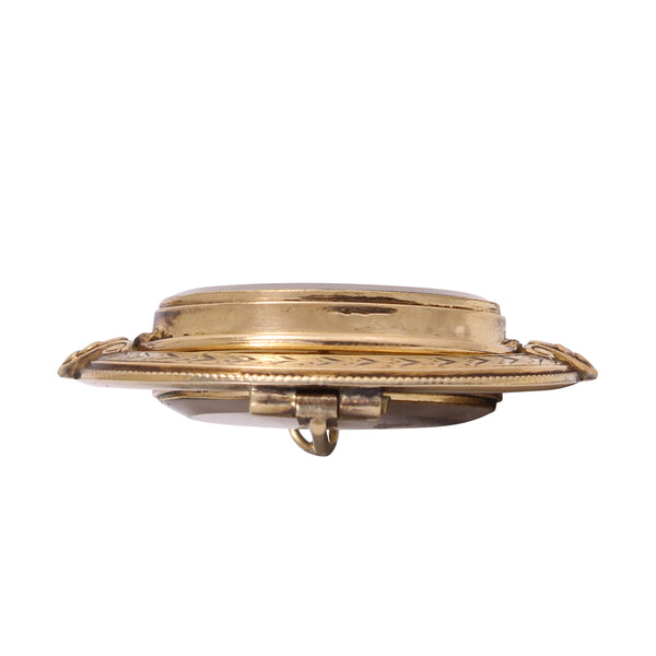 Victorian 14k Yellow Gold Double Sided Swivel Locket Pin