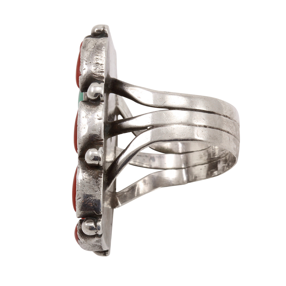 Vintage Native American Coral and Turquoise Sterling Ring – The Vintage ...