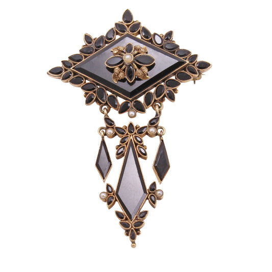 Victorian 14k Gold & Onyx Pendant/Pin