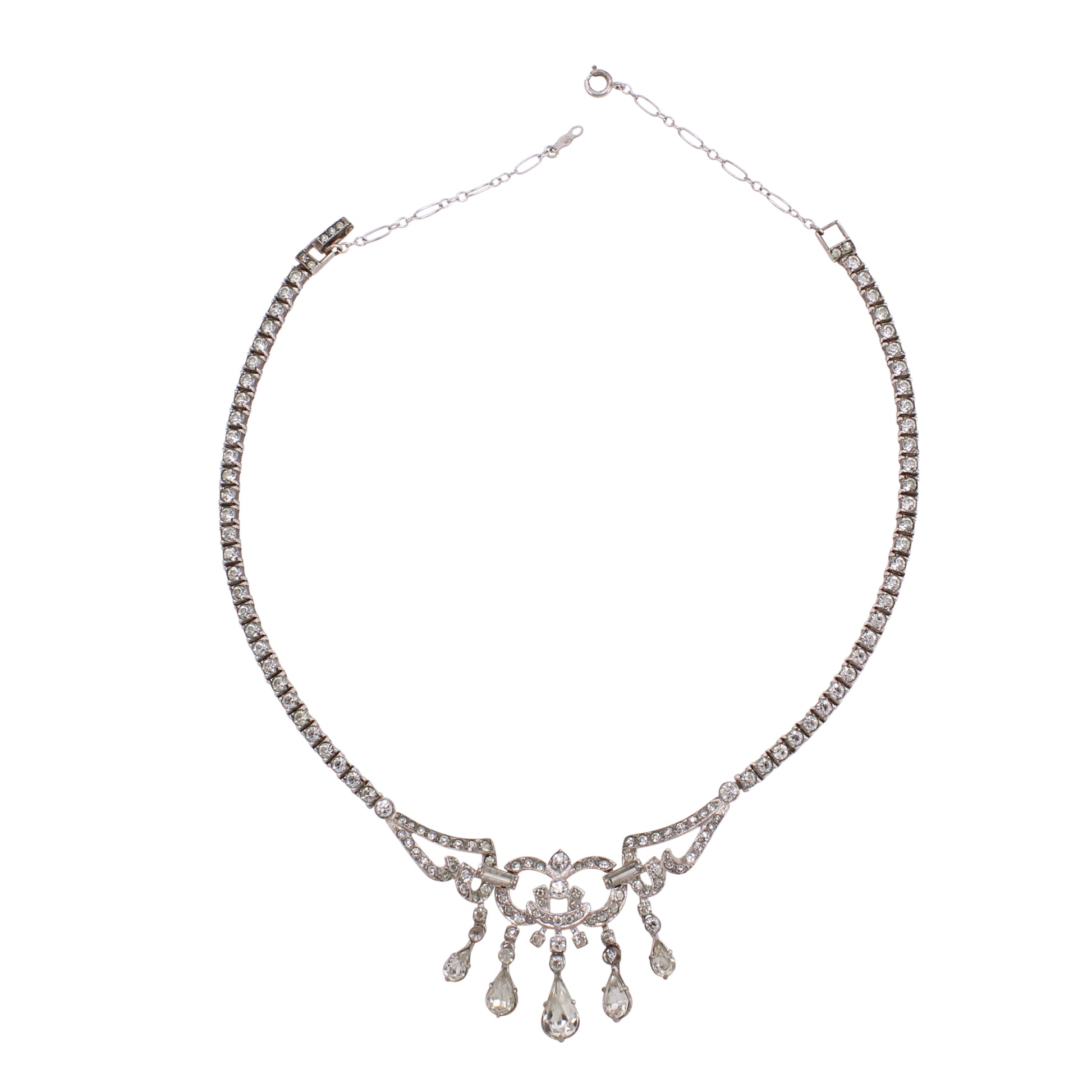 Sterling Rhinestone Necklace by Otis Front