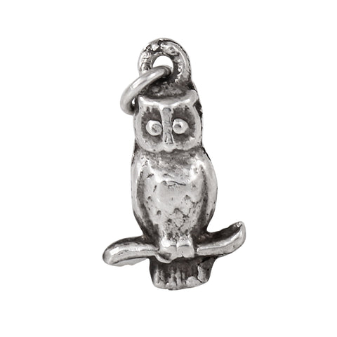 Vintage Sterling Owl Charm Pendant Front