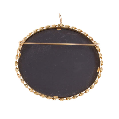 Pietra Dura Stone Inlay 14k Yellow Gold Pin/Pendant Back