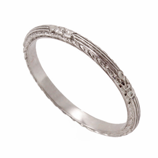 Platinum Orange Blossom Wedding Band Side