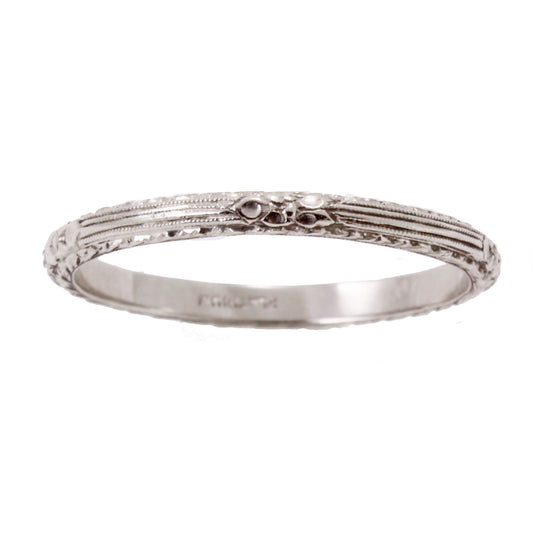 Platinum Orange Blossom Wedding Band Front