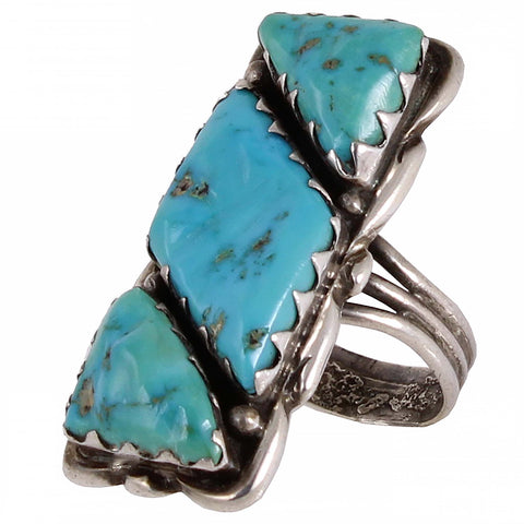 Zuni Alvina Quam Turquoise and Sterling Ring View