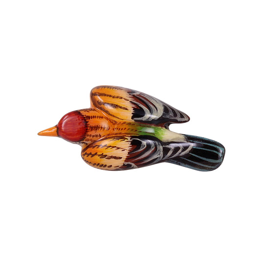 RARE Takahashi Redpoll Top Down Wood Bird Pin