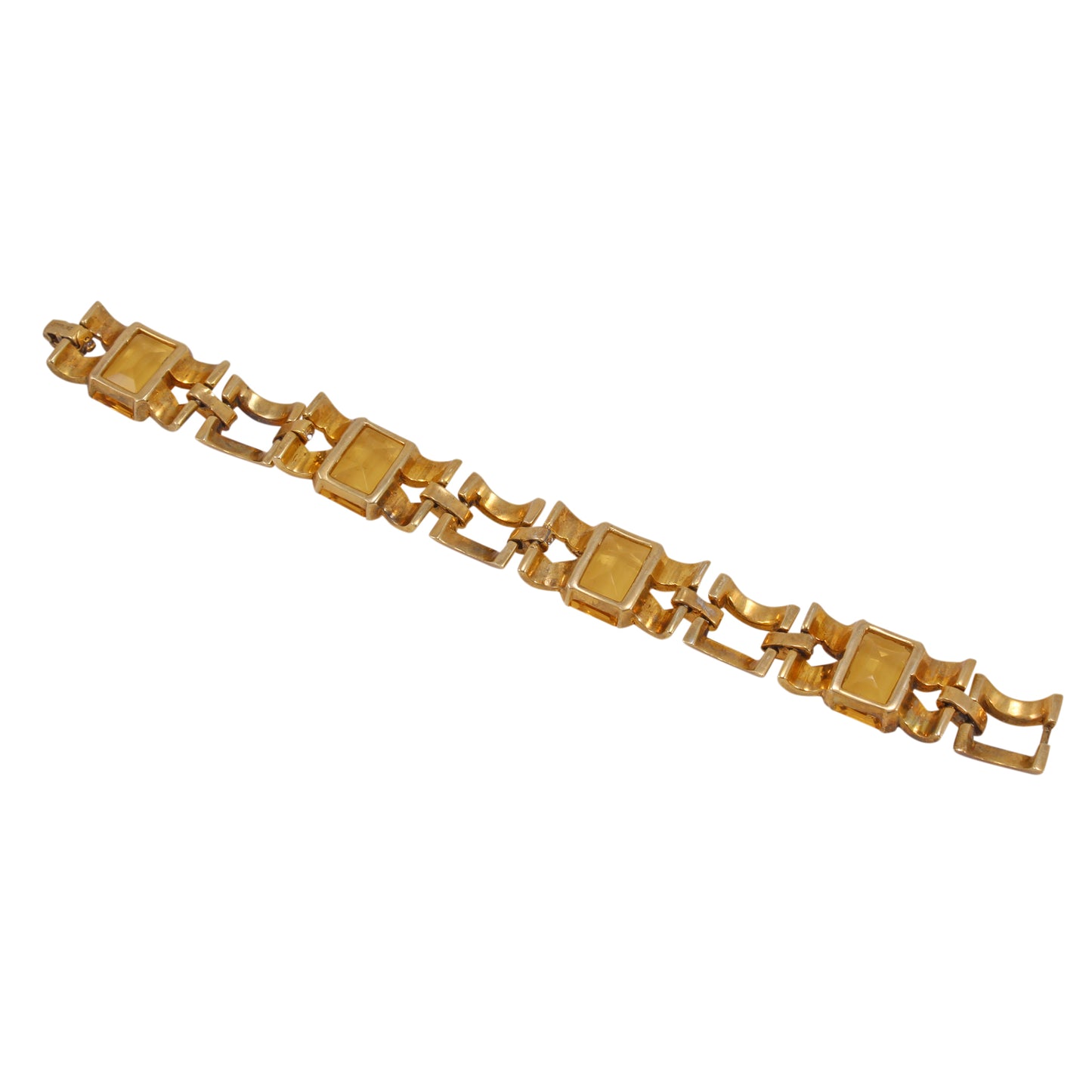 Retro Sterling Vermeil Citrine Rhinestone Bracelet Back
