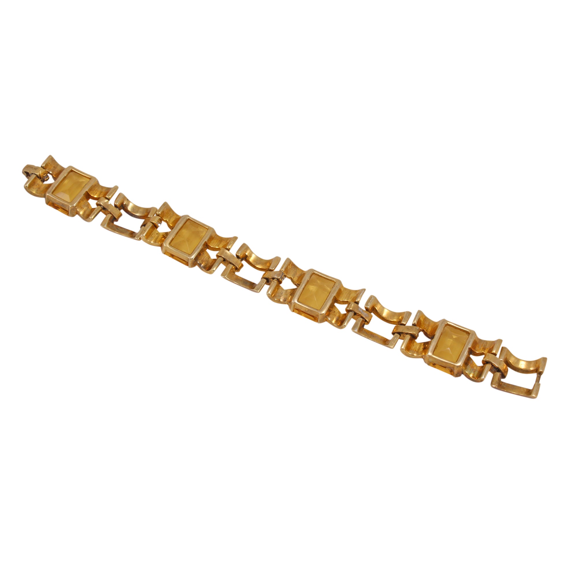 Retro Sterling Vermeil Citrine Rhinestone Bracelet Back