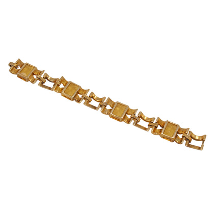 Retro Sterling Vermeil Citrine Rhinestone Bracelet Back