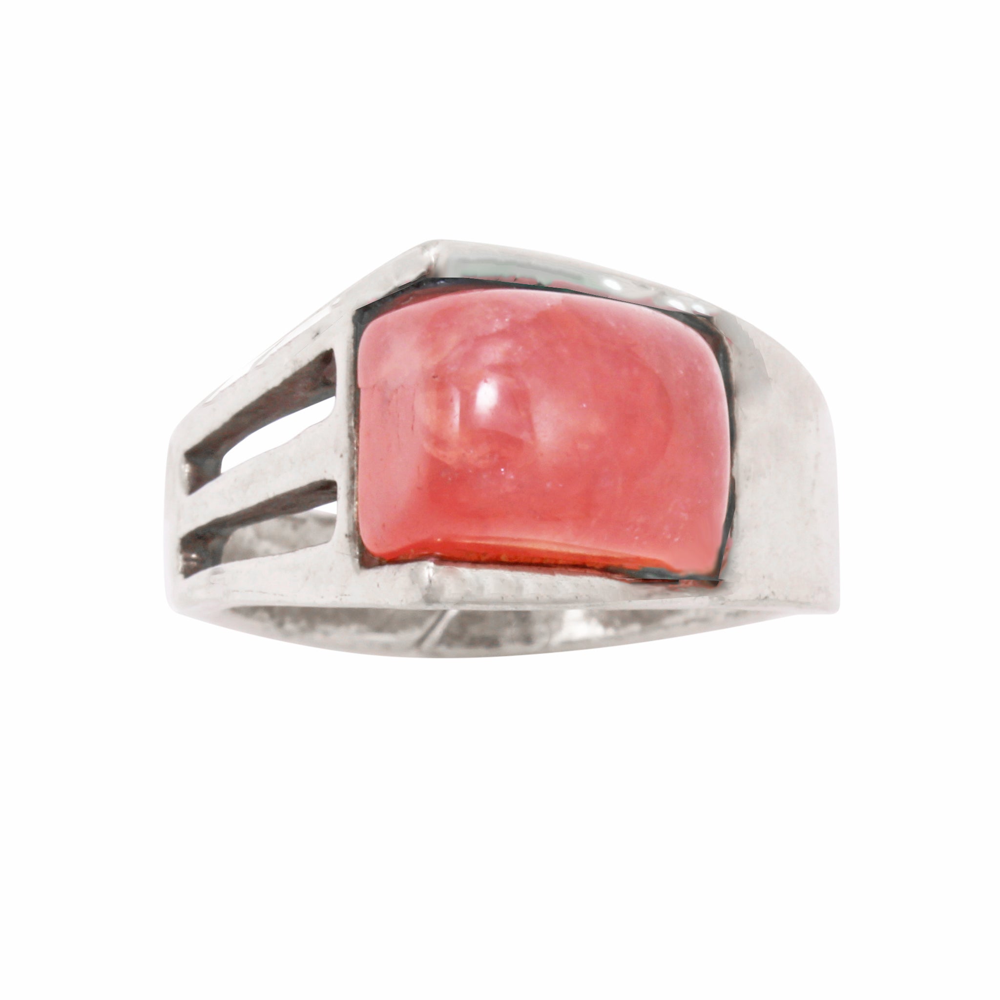 Rose Quartz Modernist Sterling Silver Ring Front