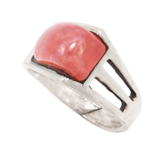 Rose Quartz Modernist Sterling Silver Ring Side