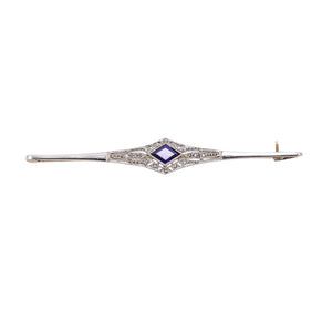 Edwardian 15ct Gold and Platinum Sapphire Brooch/Pin Front