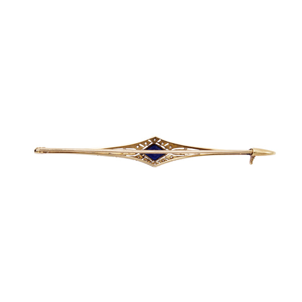 Edwardian 15ct Gold and Platinum Sapphire Brooch/Pin Back