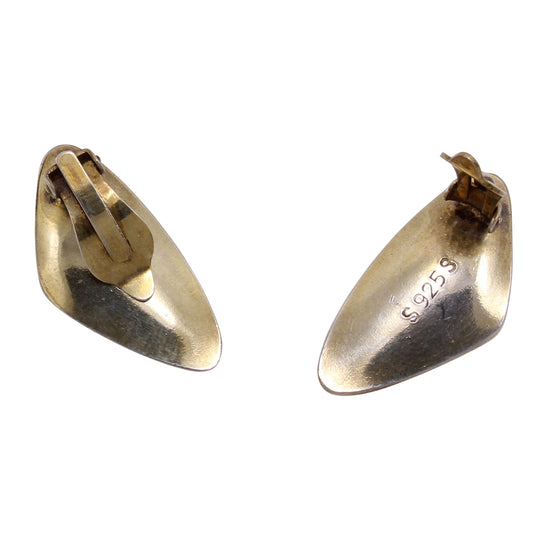 White Basse-taille Enamel Sterling Earrings Back