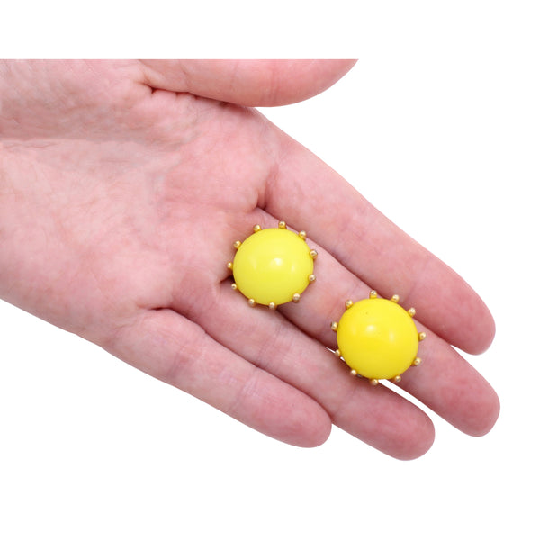 Schiaparelli Sunshine Yellow Earrings Held