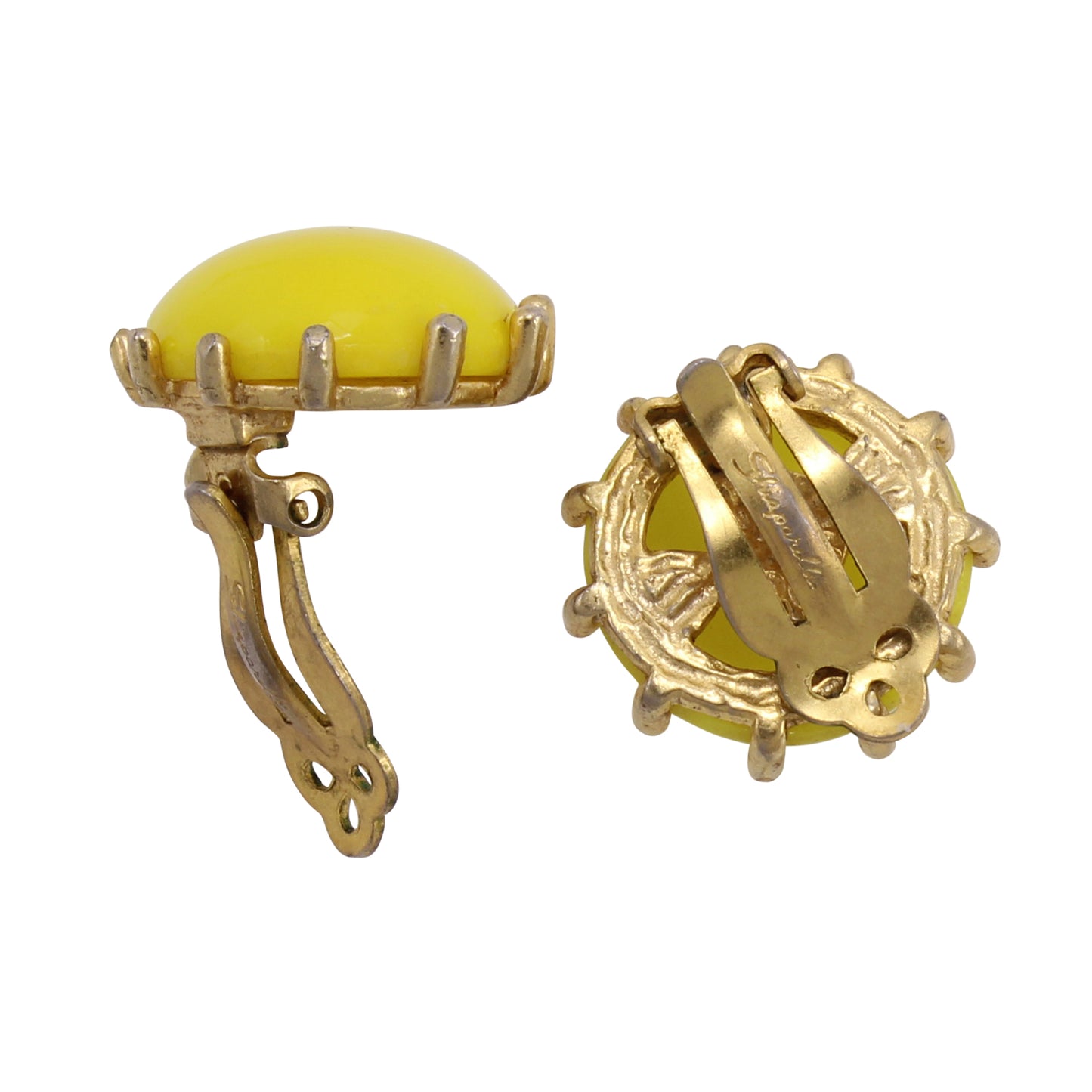 Schiaparelli Sunshine Yellow Earrings Back
