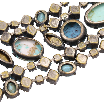 Spectacular Schreiner Turqoise Glass and Aqua Rhinestone Bracelet Signature