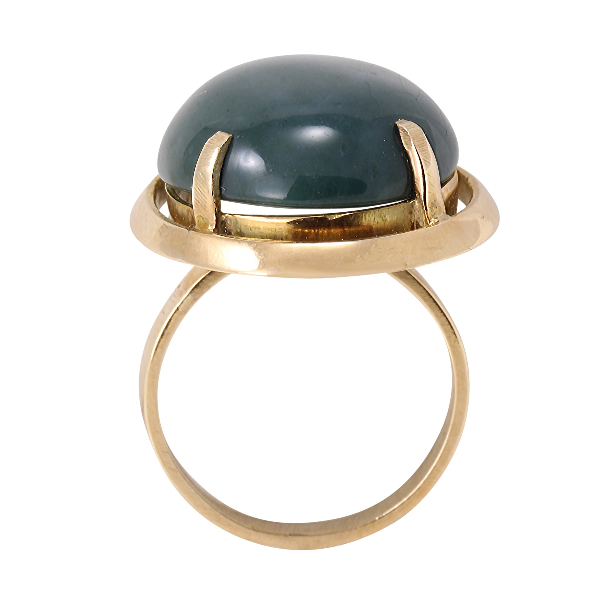 Vintage 14k Yellow Gold Serpantine Stone Ring Full Side