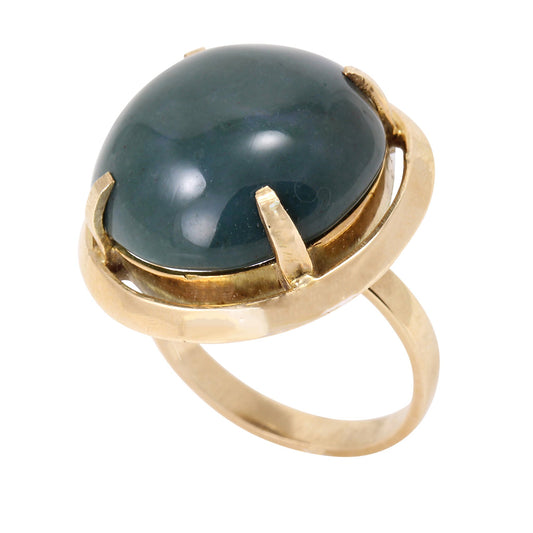 Vintage 14k Yellow Gold Serpantine Stone Ring