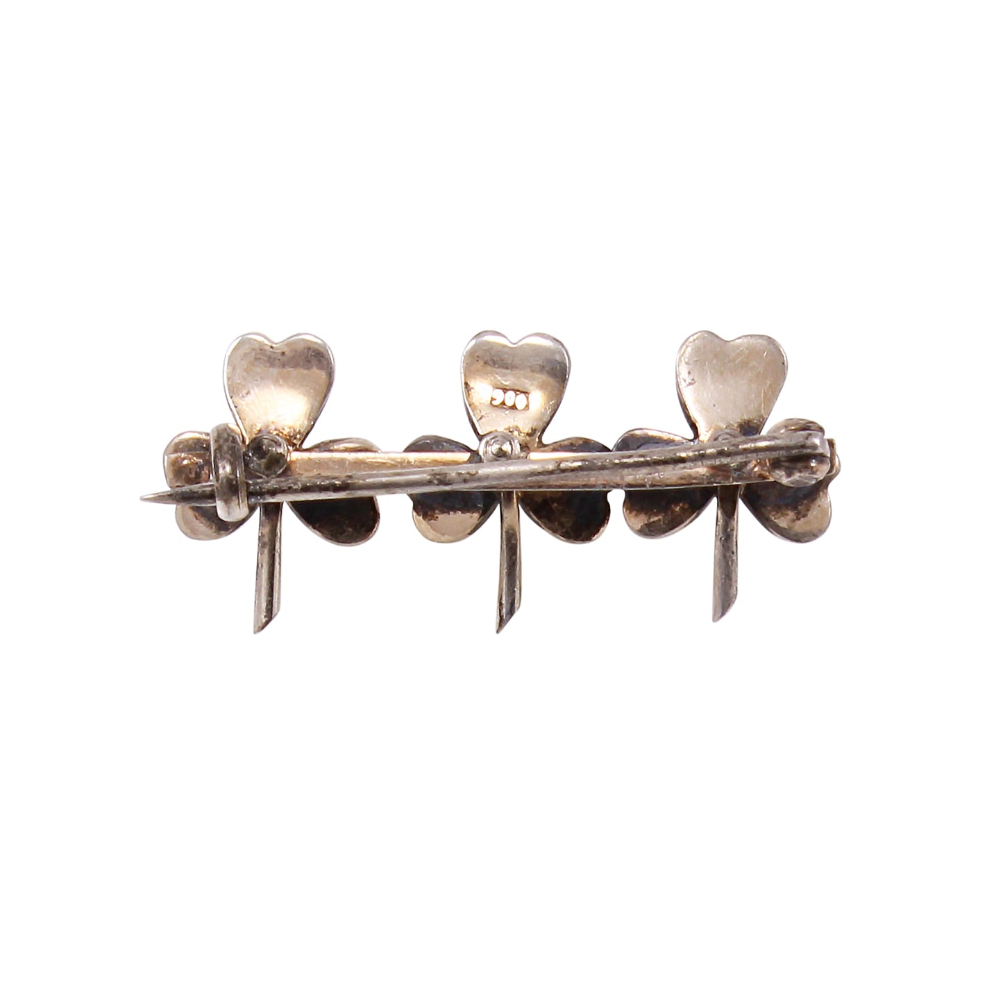 Enamel and Pearl Silver Vermeil Shamrock Pin Back