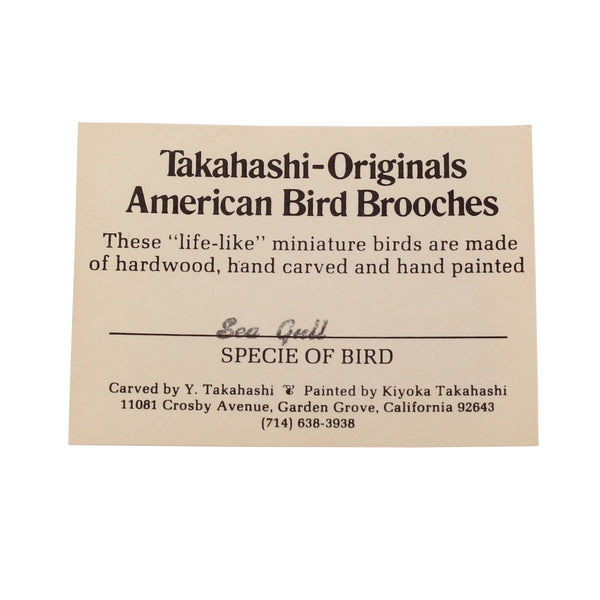Takahashi Vintage Sea Gull Wood Bird Pin Card