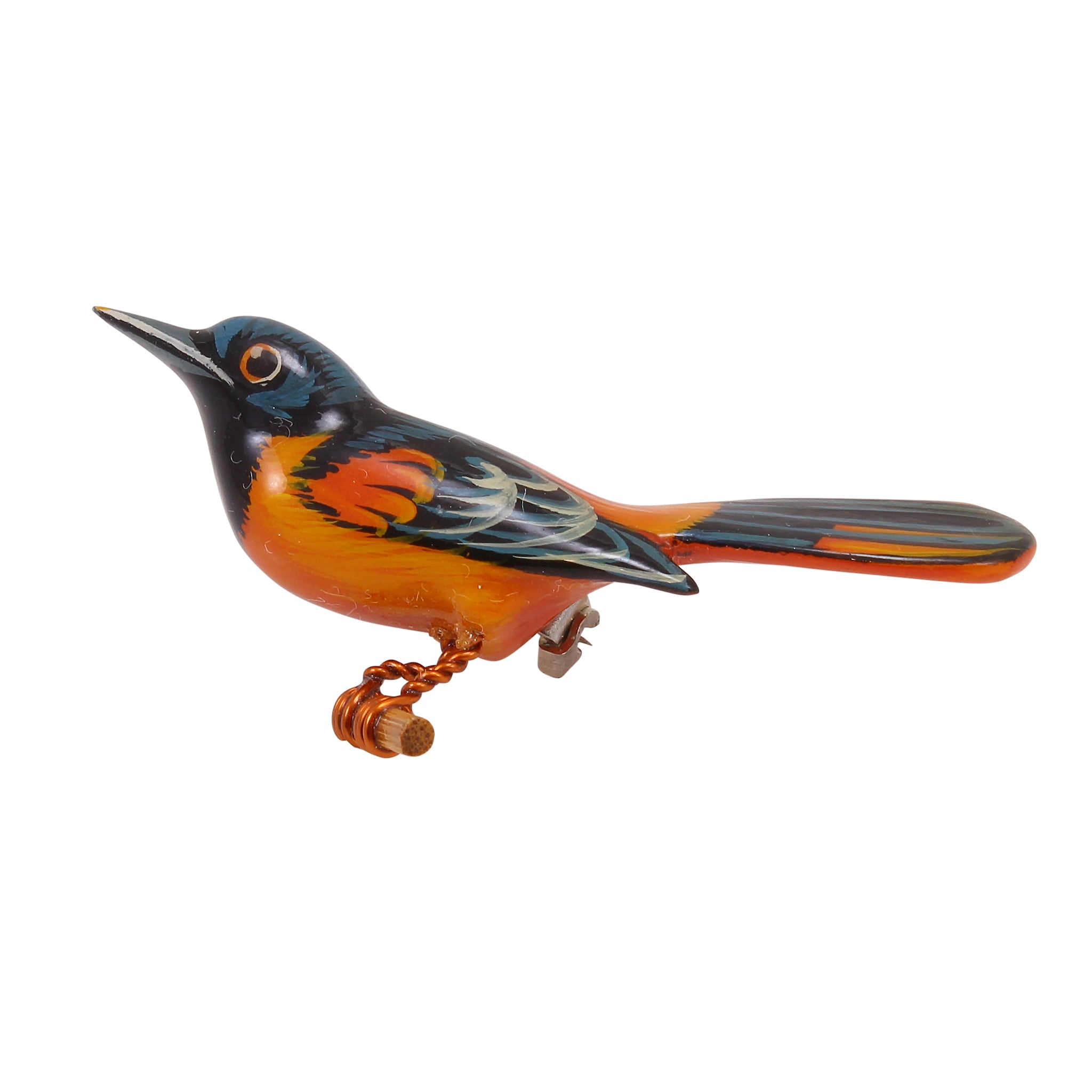 Takahashi Baltimore Oriole Wood Bird Pin