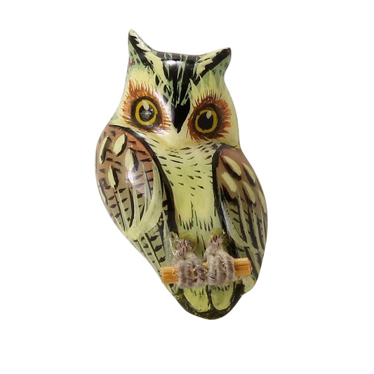 Takahashi Vintage Unique Color Pale Green Owl Pin Front