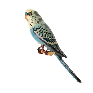 Takahashi Blue Budgerigar Parakeet Pin Front
