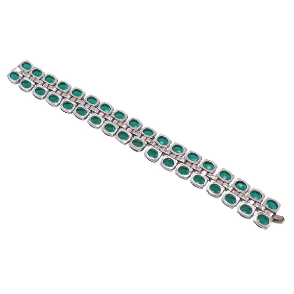 Trifari Emerald Green Glass Rhinestone Bracelet Back
