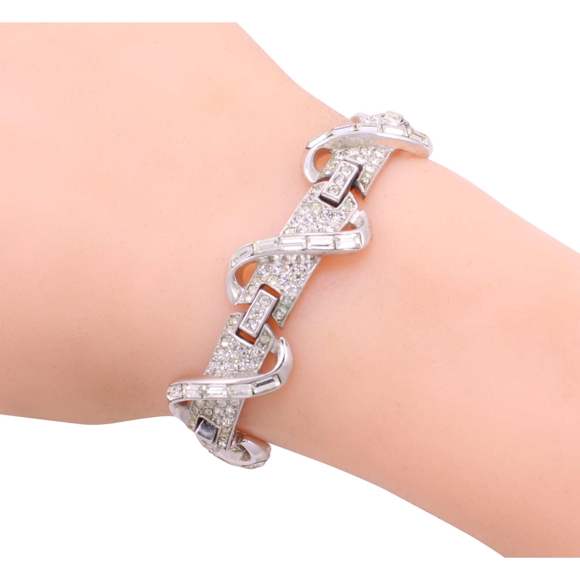 Trifari Sparkling Rhinestone Bracelet Worn